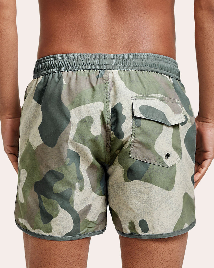 RetroRuse Camo Print Swim Trunks