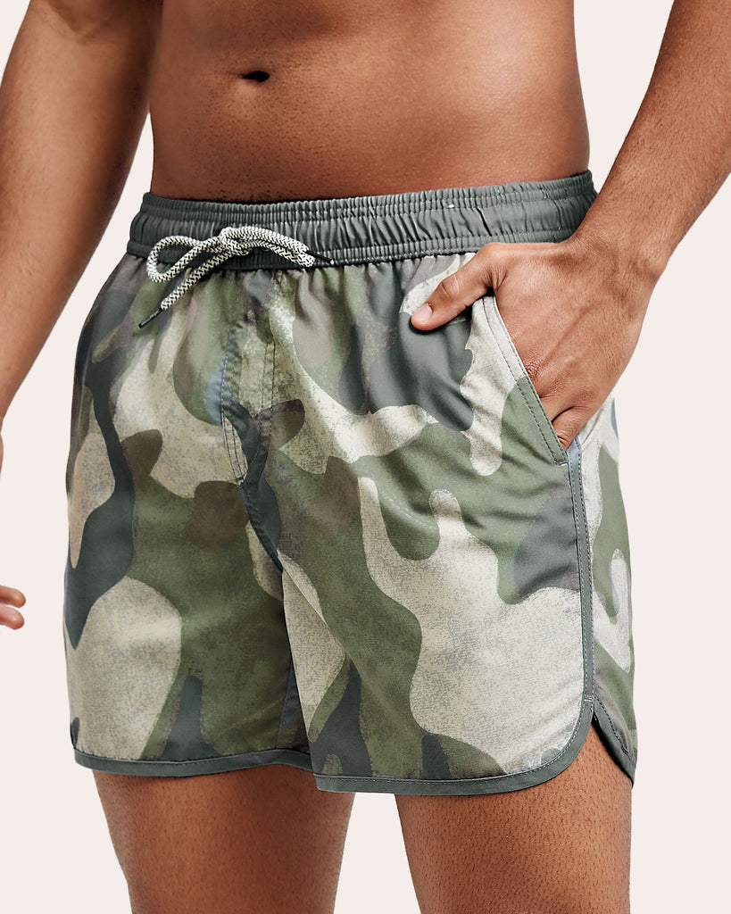 Army green swim shorts