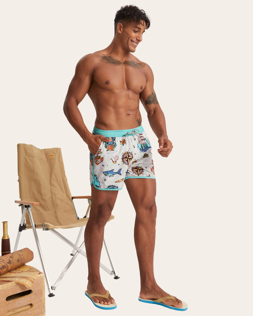 SeaBorn Sea Voyage Printed Swim Trunks