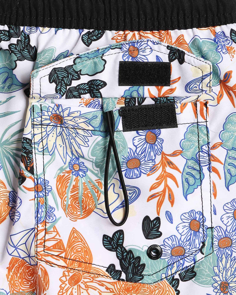 SecretGarden Orange Floral Swim Trunks