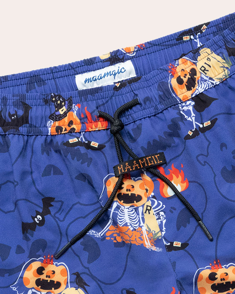 SpookySkull Halloween Party Swim Trunks