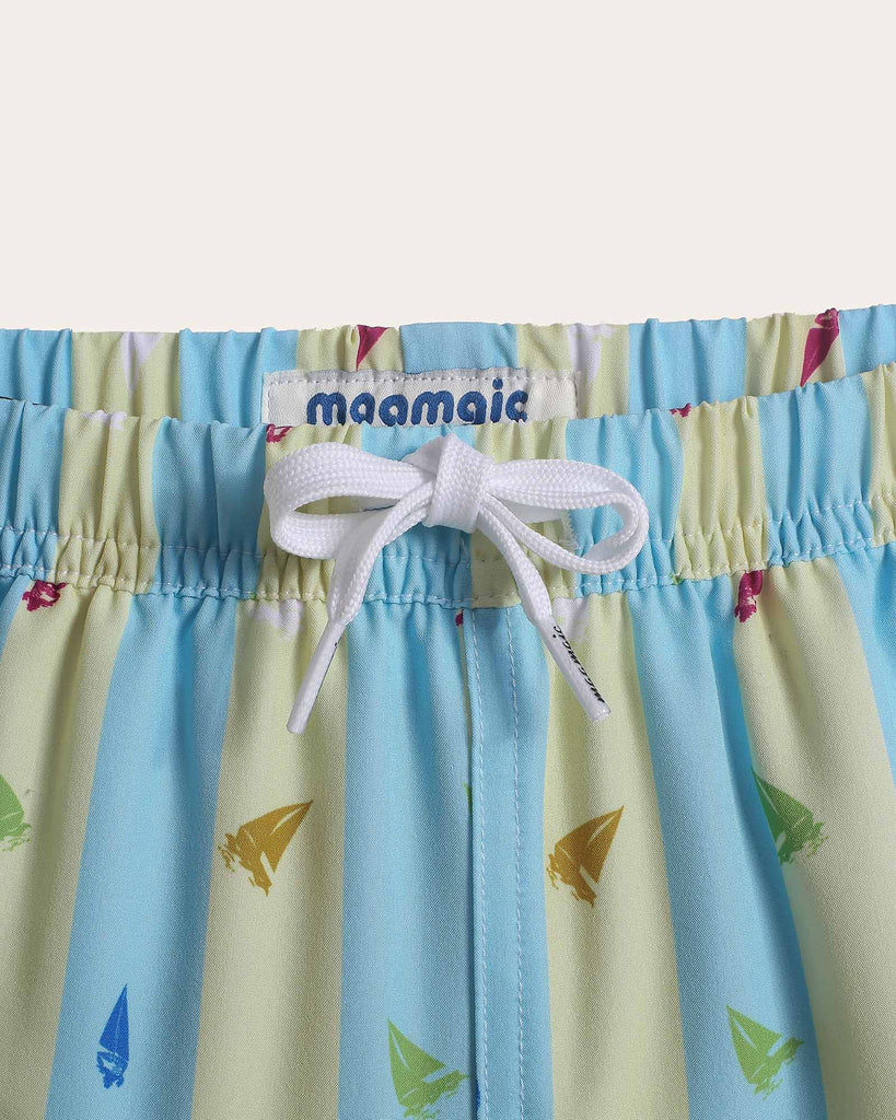 SummerJoy Kids Striped Sailboat Swim Trunks