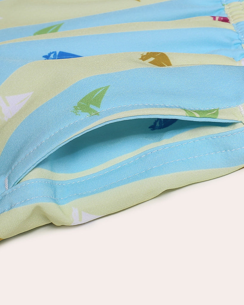 SummerJoy Kids Striped Sailboat Swim Trunks