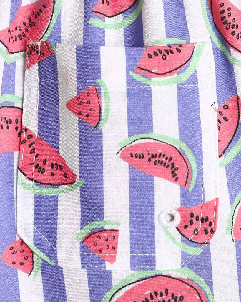 SummerJoy Kids Striped Watermelon Swim Trunks