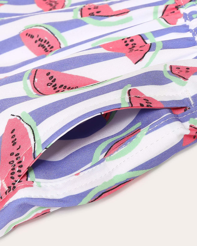 SummerJoy Kids Striped Watermelon Swim Trunks