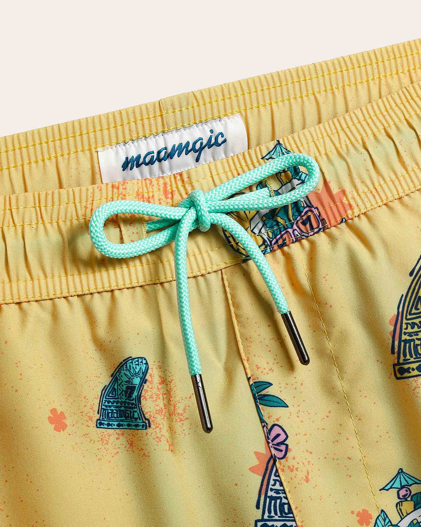 VivaVacay Mayan Cartoon Swim Trunks