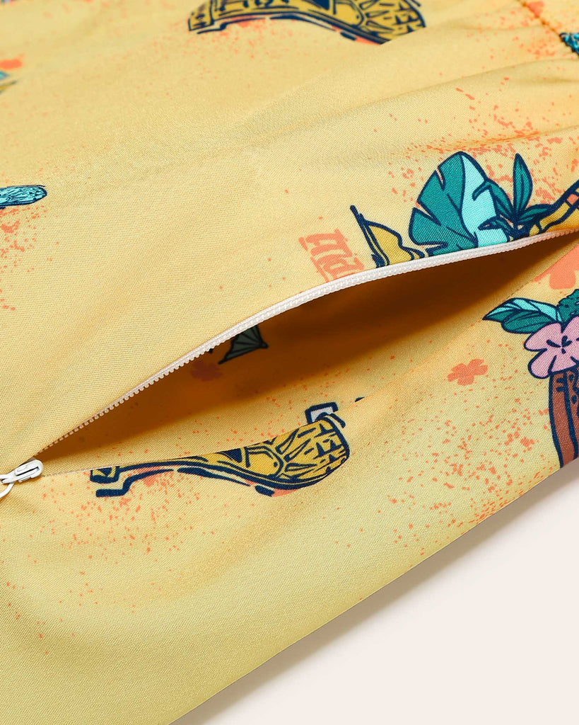 VivaVacay Mayan Cartoon Swim Trunks