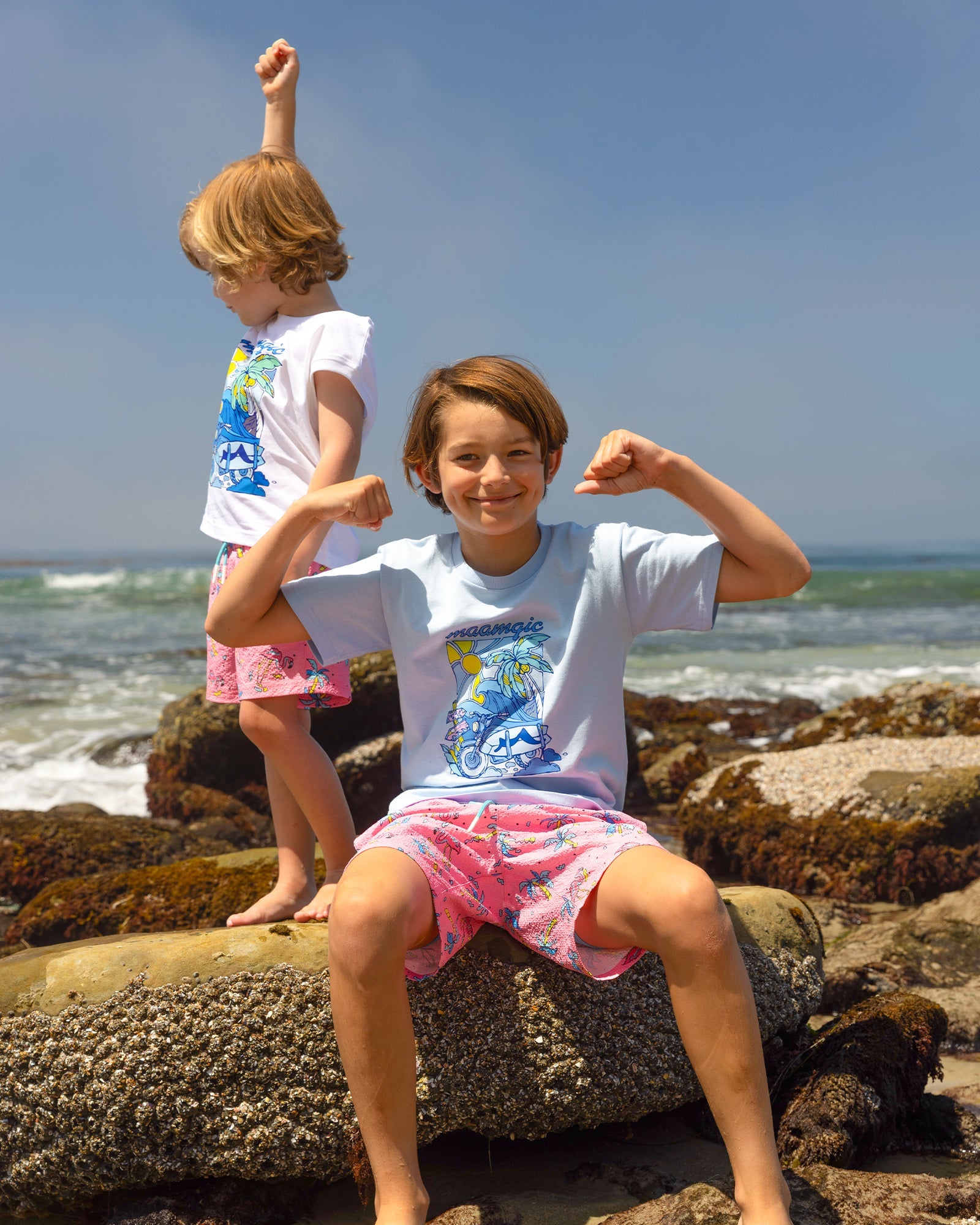 WavyWoo Kids Beach Flamingo Swim Trunks