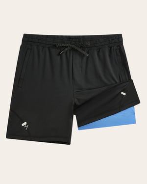 Black 2-in-1 compression liner performance gym shorts
