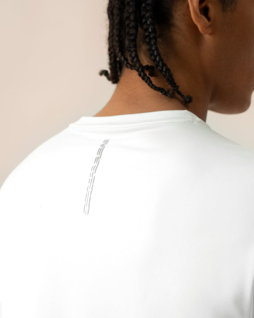 Rear view the smooth fit of white everyday comfort shirt