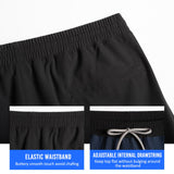2 in 1 Stretch Long Lined Black Gym Shorts
