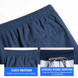 2 in 1 Stretch Long Lined Dark Blue Gym Shorts