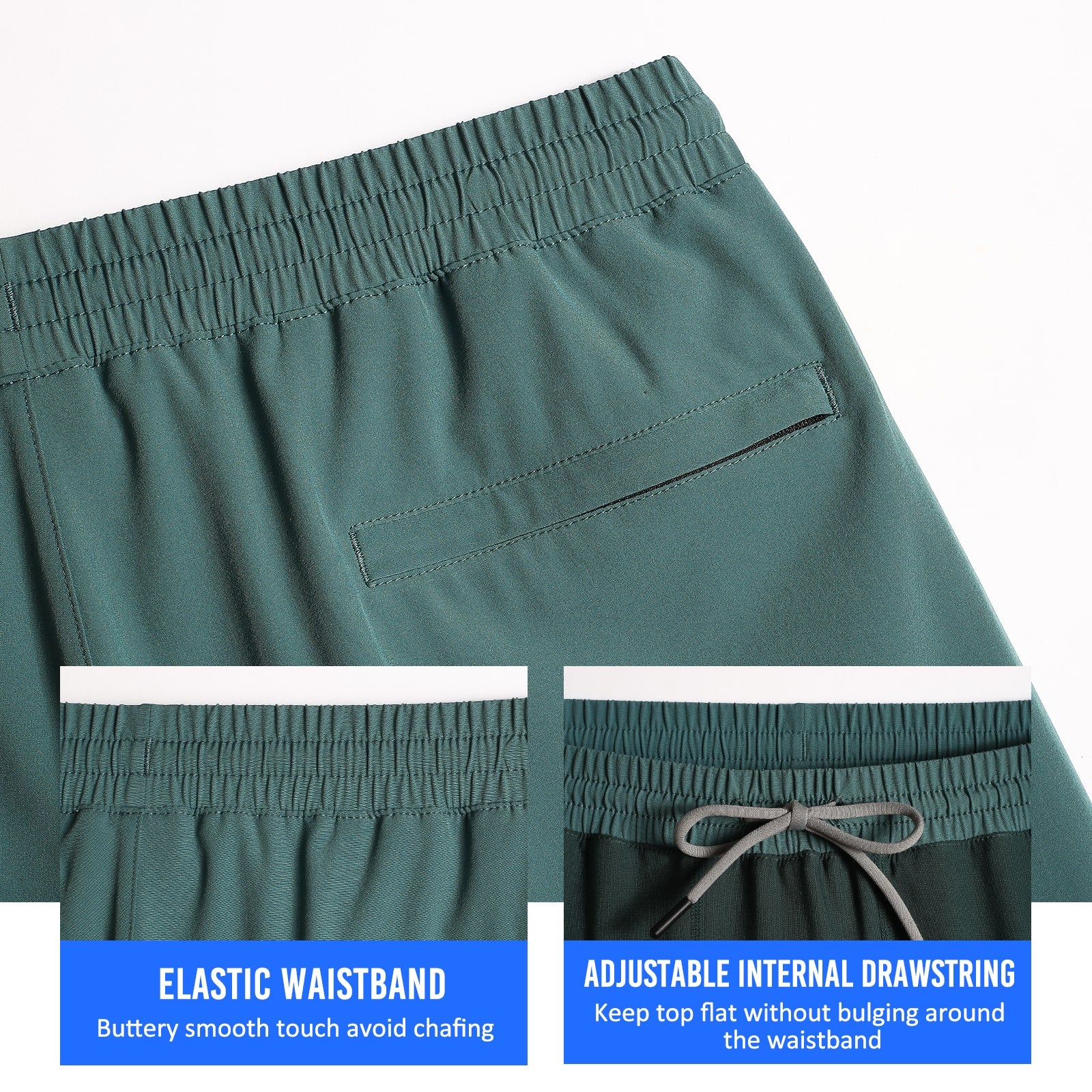 2-in-1 Stretch Long Lined Dark Green Gym Shorts – maamgic