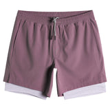 2 in 1 Stretch Long Lined Fuchsia Gym Shorts