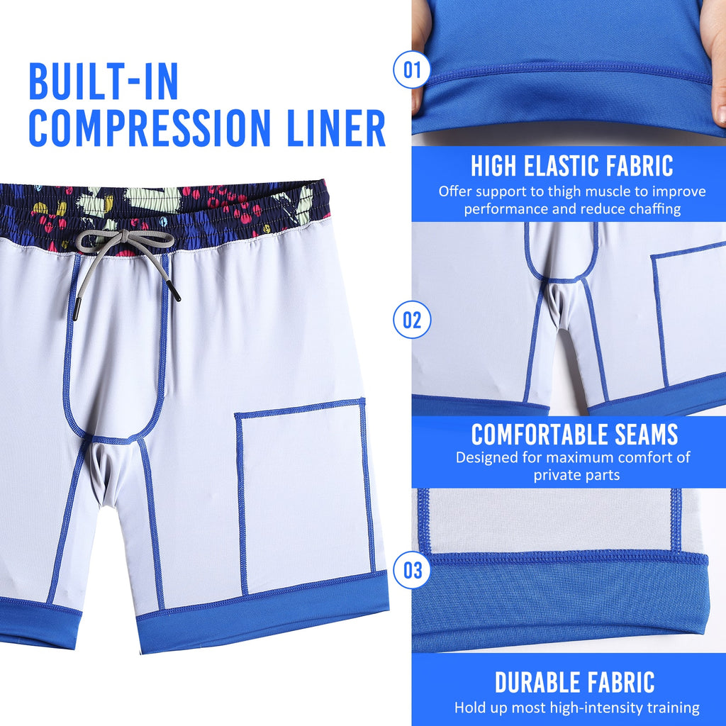 2-in-1 Stretch Long-lined Geometric Doodle Gym Shorts – maamgic