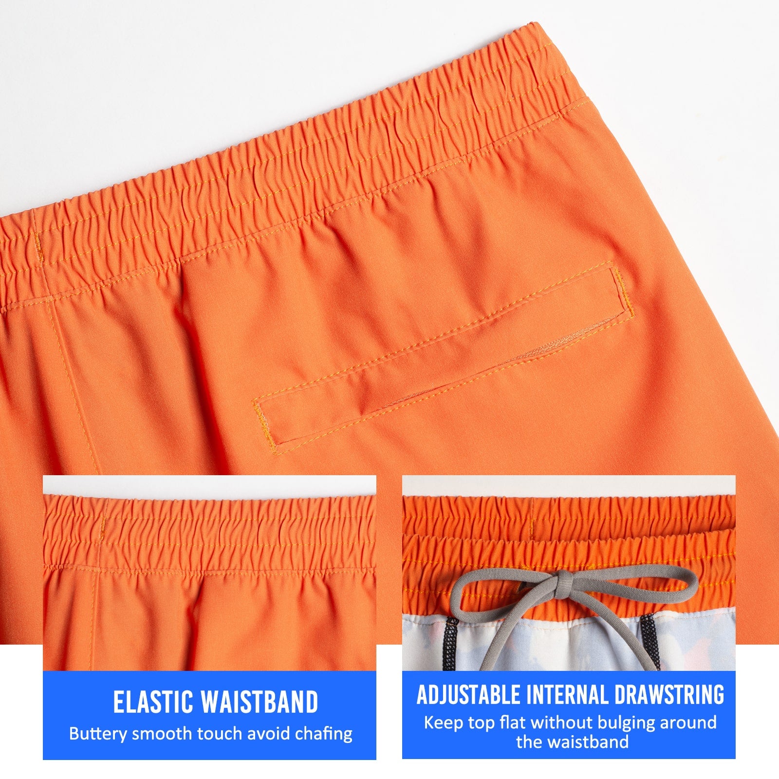 2-in-1 Stretch Long Lined Orange Gym Shorts – maamgic