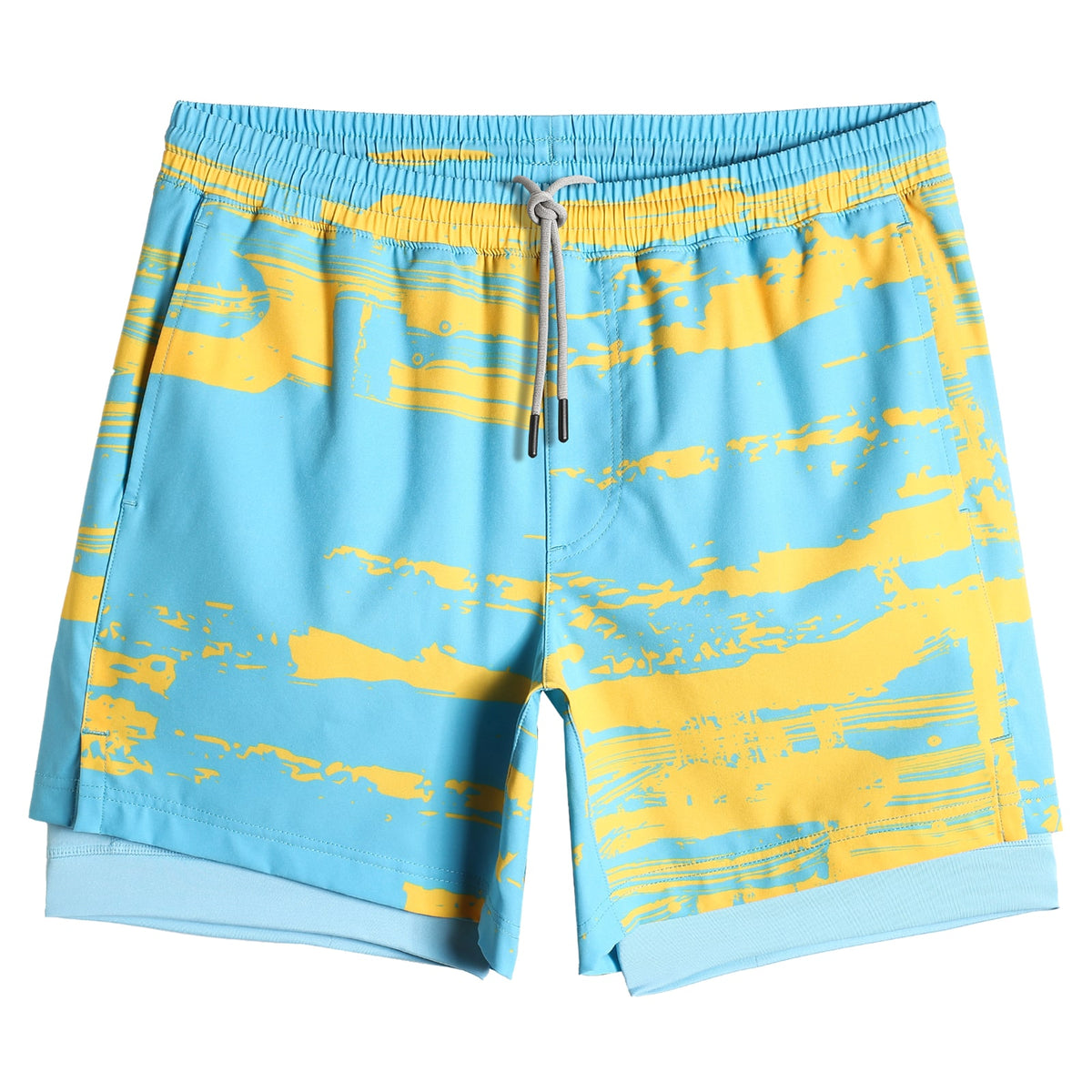 2-in-1 Stretch Long Lined Sea Sunset Gym Shorts – maamgic