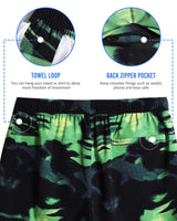 2 in 1 Stretch Short Lined Green Black Gym Shorts