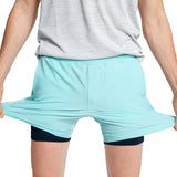 2 in 1 Stretch Short Lined Light Blue Gym Shorts