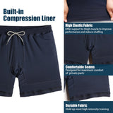 2 in 1 Stretch Short Lined Navy Gym Shorts