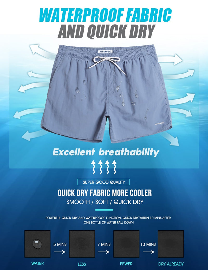 4.5 Inch Inseam Short Swim Trunks Slim Fit - Haze Blue – maamgic