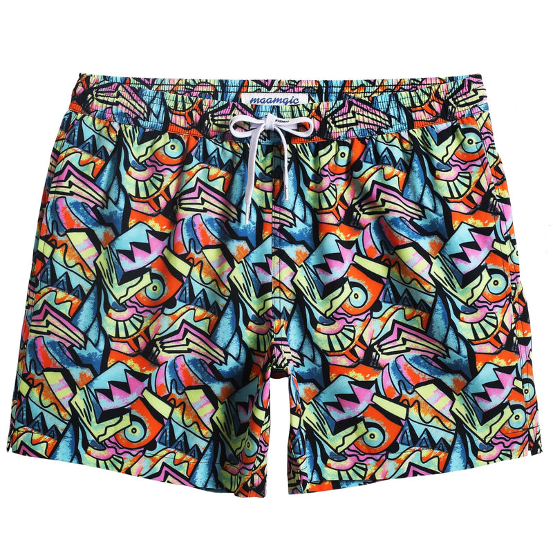 5.5 Inch Inseam Stretch Abstract Printed Swim Trunks