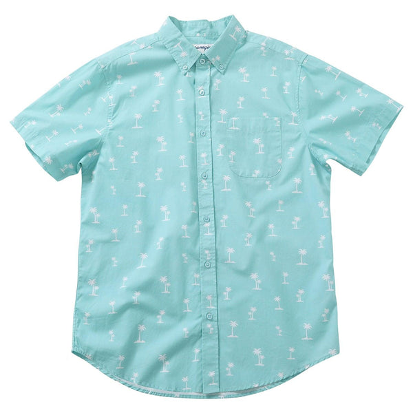 Blue Palm Tree Print Hawaiian Shirts