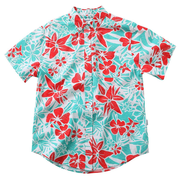 Blue & Red Flower Print Hawaiian Shirts