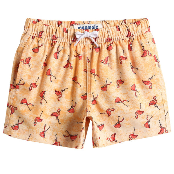 Boys Stretch Orange Flamingo Swim Trunks – maamgic