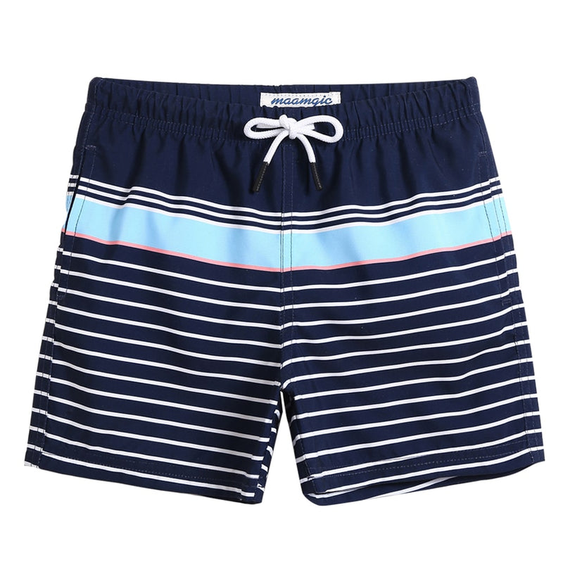 Boys Navy Stripe Swim Trunk | Maamgic