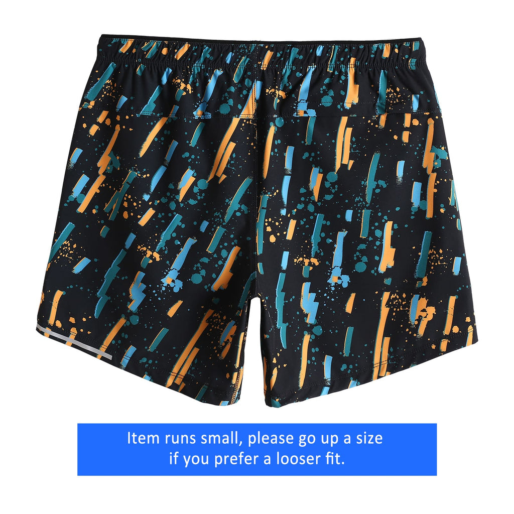 Maamgic-6InchBlackStripedGraffitiRunningWorkoutShorts03