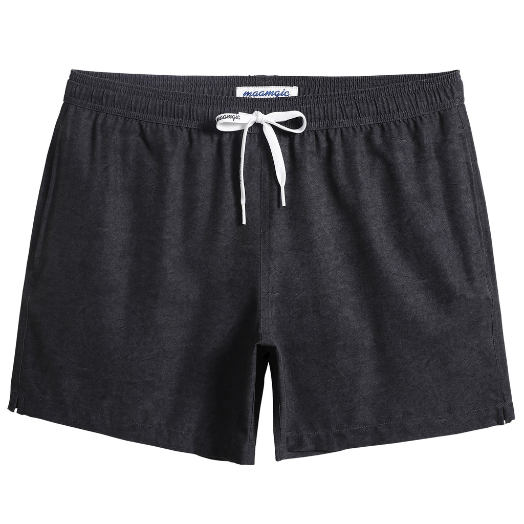 Maamgic5.5InchInseamStretchSolidBlackSwimTrunks-min