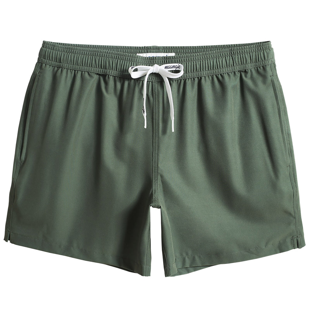 Maamgic5.5InchInseamStretchSolidGreenSwimTrunks-min