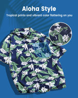 Navy Hyacinth Print Hawaiian Shirts