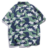 Navy Hyacinth Print Hawaiian Shirts